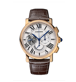 Cartier W3019551 Pasha 42mm in Yellow Gold - On Brown Alligator Leather Strap with Silver Dial